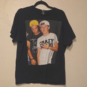 One Direction Harry And Niall Gildan Black Heavy Cotton T-Shirt with Graphic